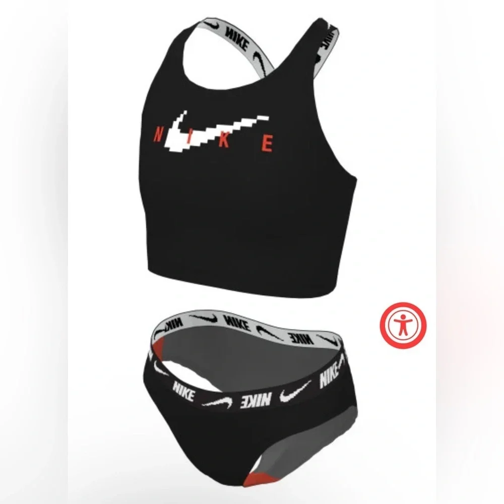 Nike Swim Girls' Cross-Back Midkini Set Black